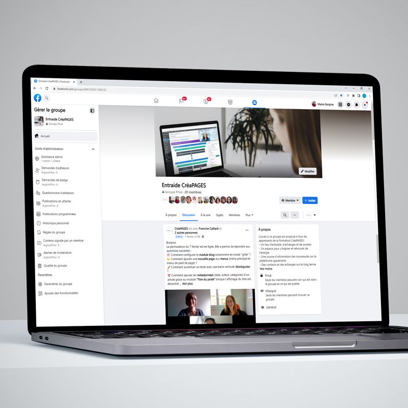 Groupe d'entraide privé sur Facebook - CréaPAGES