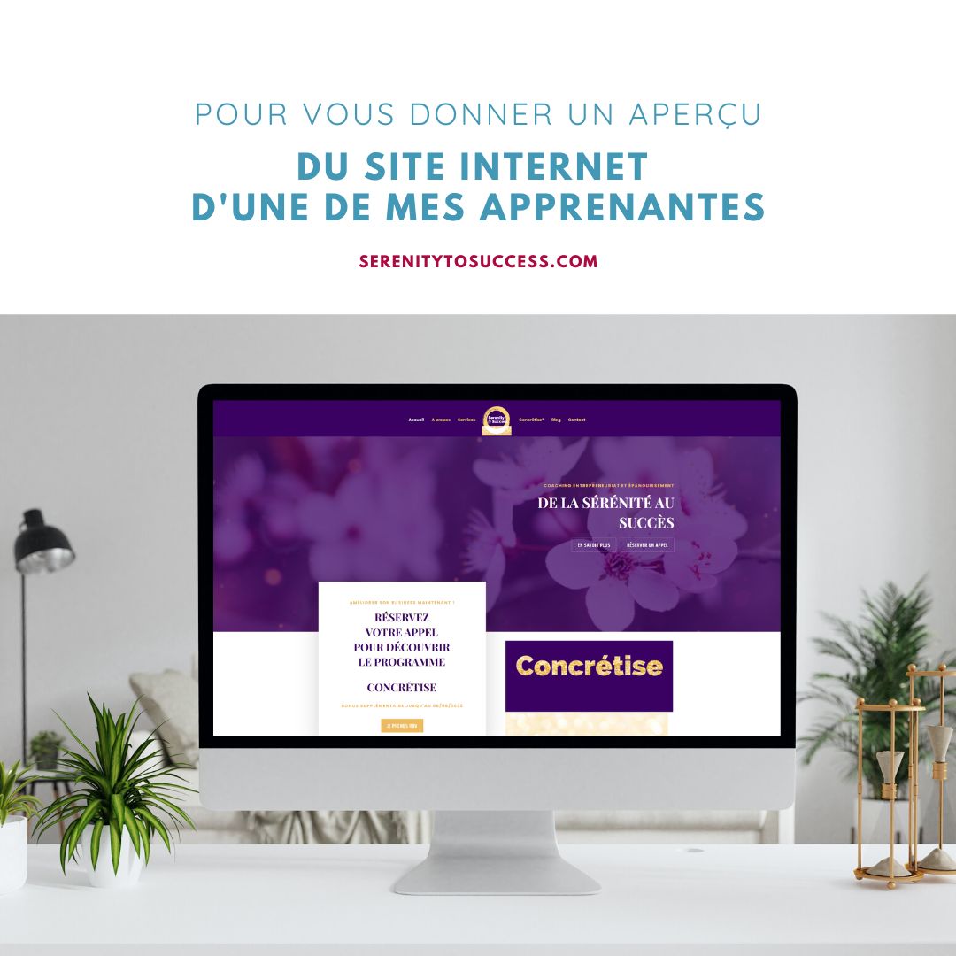 Site web Serenity to Success créé suite à la formation CréaPAGES